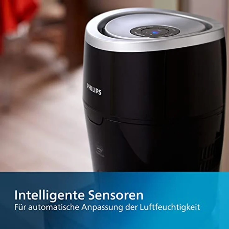 Philips Luftbefeuchter HU4814/10 (bis zu 40 m², hygienische NanoCloud-Technologie, leiser Nachtmodus, Automodus, 2 Liter Wasserbehälter) schwarz – Bild 4