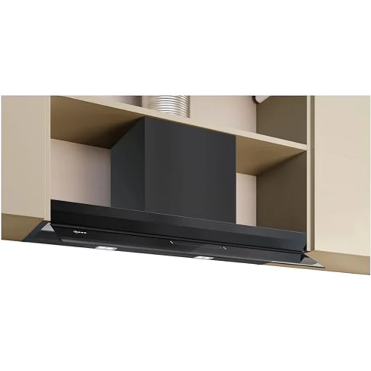 Neff D97XDP2S0, N 70, Integrierte Designhaube 90 cm, Klarglas schwarz bedruckt, Mattschwarz, mit Efficient Drive Motortechnologie und Home Connect Funktionen – Bild 1