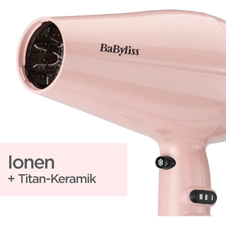 BaByliss 5337PRE Haartrockner Rose Blush 235, 2200 W, DC Motor, Ionen, 2 Geschwindigkeitsstufen und 3 Temperaturen, KaltluftTaste Inklusive schmaler Düse 8 mm, Kabel 2,2 m Leichtgewicht 429 g, rosa – Bild 3