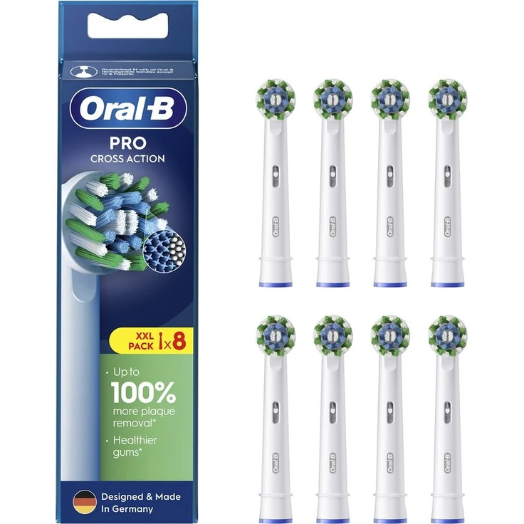 Braun Oral-B EB 50-8 Pro Cross Action Handstück, elektrische Zahnbürstenkopf, X-förmige Borsten, weiß