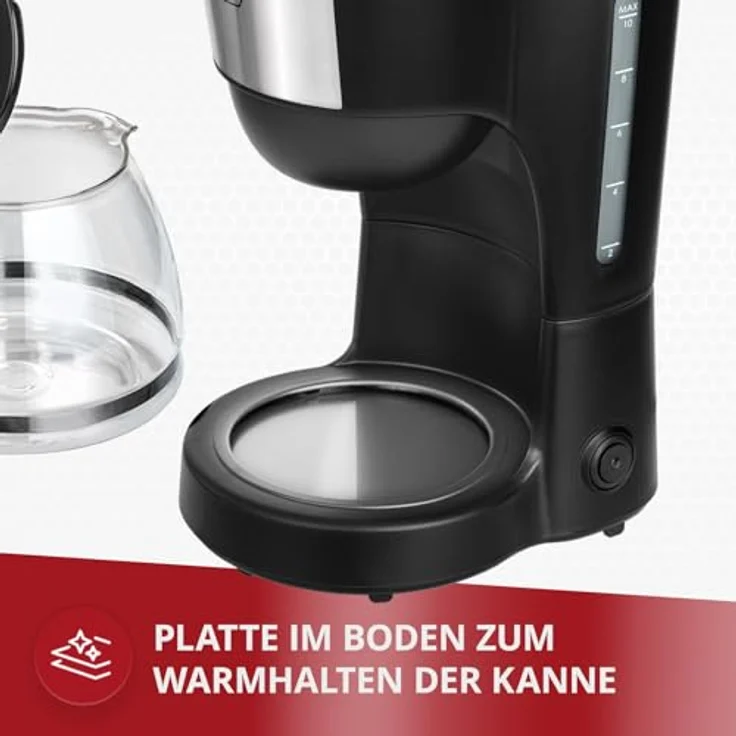 MPM MKW-12 Filterkaffeemaschine, 1,25 Liter mit Tropfstoppsystem und automatischer Abschaltung, schwarz – Bild 5