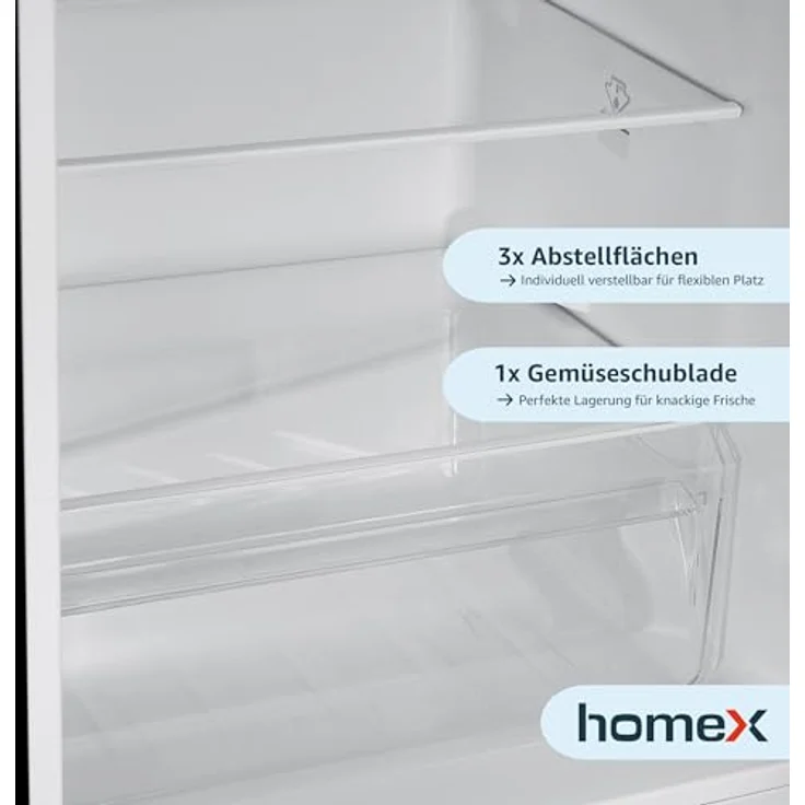 homeX CFS1110-B Kühlschrank mit Gefrierfach, freistehende Kühl-Gefrierkombination mit 173 Litern Nutzinhalt, energieeffizient und leise, schwarz – Bild 5