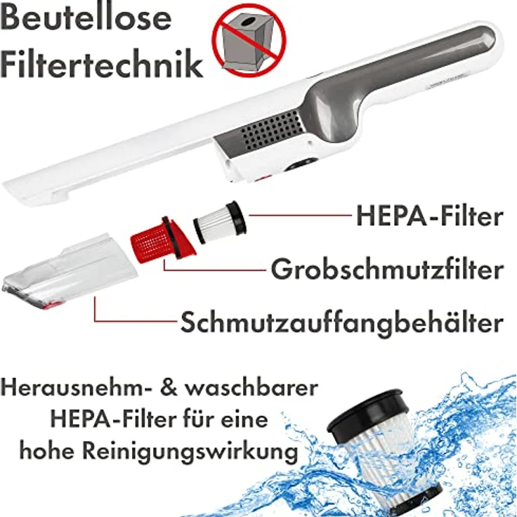 ProfiCare® Handstaubsauger beutellos für Auto und Haushalt, Handstaubsauger Akku inkl. 3 Düsen- und Bürstenaufsatz + Ladestation - kabelloser Handsauger mit bis zu 25 Minuten Laufzeit - PC AKS 3102 – Bild 3