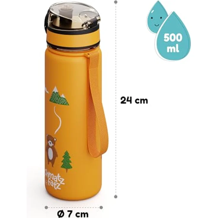 Klarstein Schmatzfatz Trinkflasche, 500 ml, auslaufsicher mit Fruchtaufsatz, BPA-frei, ideal für Kindergarten und Sport – Bild 8