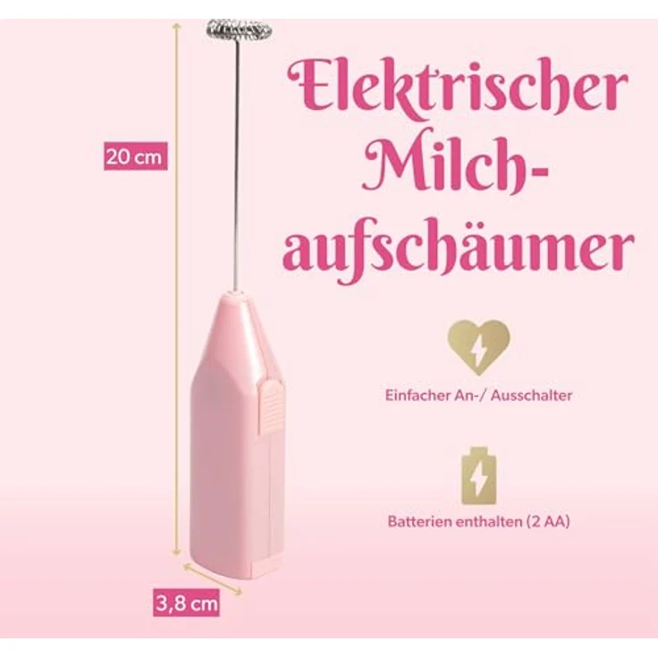 FACKELMANN Paris Hilton Milchaufschäumer aus Edelstahl und Kunststoff - Kompakt, leistungsstark & ideal für unterwegs, inkl. 2 AA Batterien, Pink – Bild 2