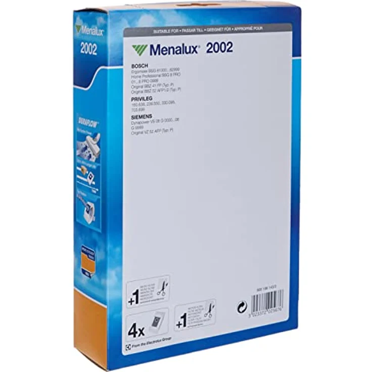 Menalux 9001961433 Staubbeutel, Synthetik, für BOSCH/ SIEMENS, 4x, Weiss/opulenter Garten, TÜV geprüft auf Saugleistung und Filterwirkung – Bild 2
