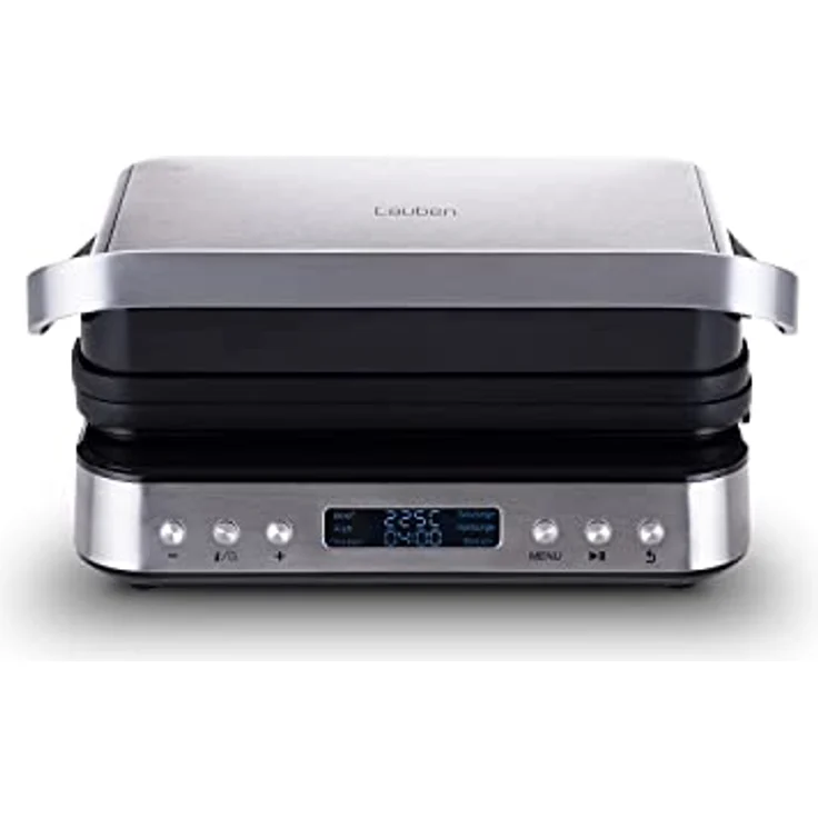 Lauben Contact Grill Deluxe 2000ST Tisch-Kontaktgrill mit 6 Automatikprogrammen, abnehmbaren Platten, LED-Display, Speicher-Funktion, Abtropfschale, Spülmaschinengeeignet – Bild 1
