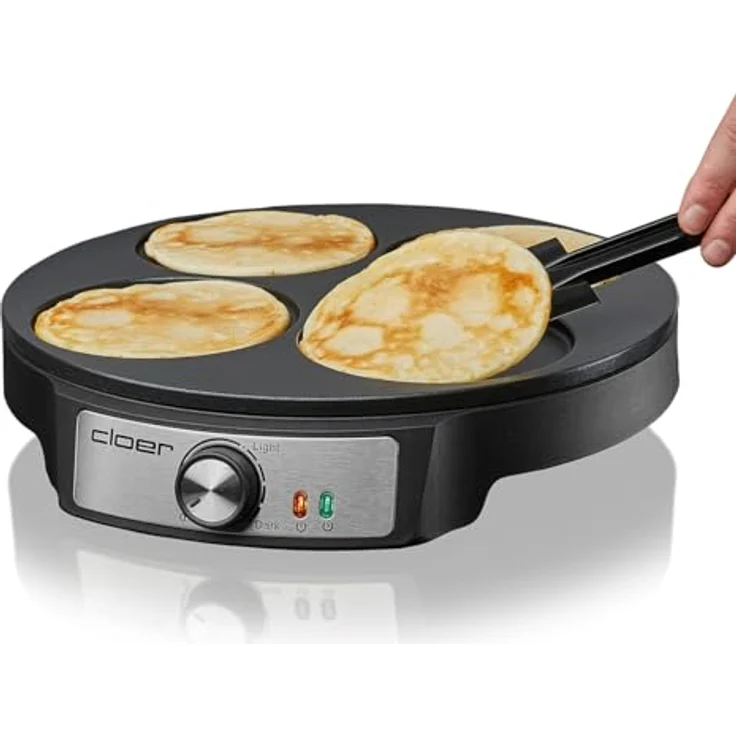 Cloer Crêpesmaker 6625 - Pancakemaker - schwarz, 1200 W Leistung, antihaftbeschichtete Platte, regelbarer Thermostat – Bild 4