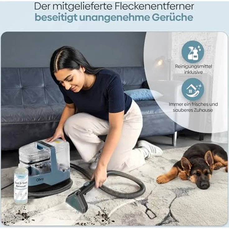 Olvy Teppichreiniger Waschsauger 17.000 PA, leistungsstarker Nasssauger für Sofa, Auto & Teppich, inkl. Zubehör & Reinigungsmittel – Bild 6