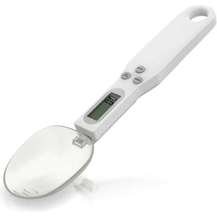 Arendo Digitale Löffelwaage, Küchenwaage mit LCD-Anzeige, 0,1g Auflösung, max. 500g, abnehmbarer Löffel, Tara-Funktion, Auto-Abschaltung, g/oz/gn/ct