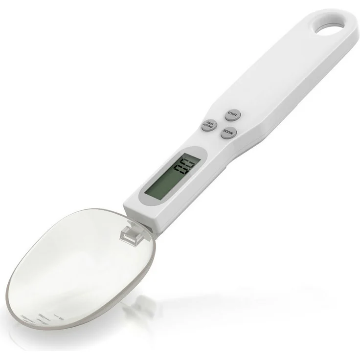 Arendo Digitale Löffelwaage, Küchenwaage mit LCD-Anzeige, 0,1g Auflösung, max. 500g, abnehmbarer Löffel, Tara-Funktion, Auto-Abschaltung, g/oz/gn/ct