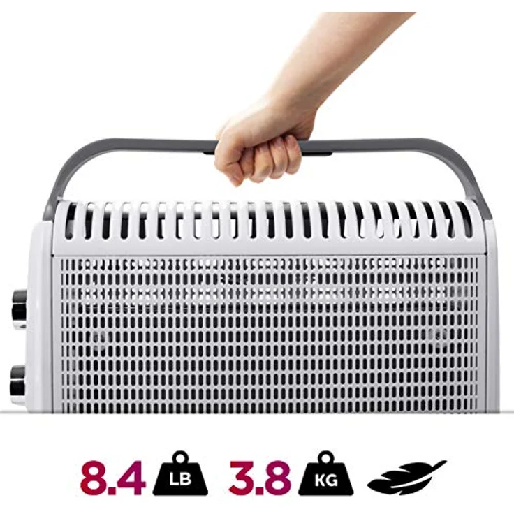 Duronic HV180 Elektroheizkörper 1800W Mica-Wärmewellen | Heizen in 1 Min auf | Energiesparende Heizung mit Thermostat | Tragegriff und Überhitzungsschutz | Ideal für Büro Zuhause Schlafzimmer – Bild 3