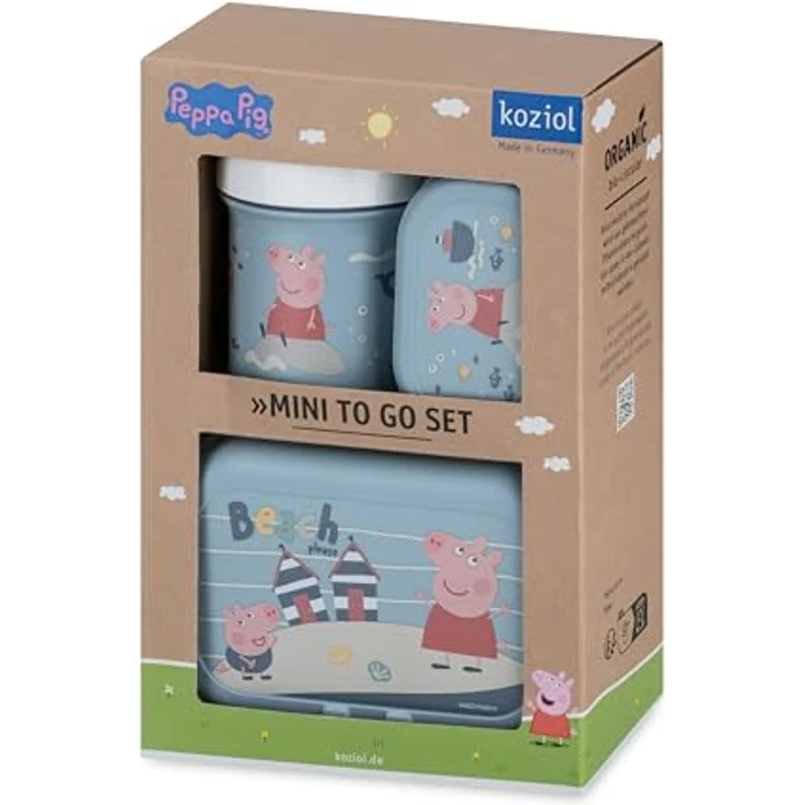 KOZIOL Lunchbox PEPPA PIG WAVES TO GO, 3-tlg. Set mit melaminfreier Trinkflasche, CO² neutraler Produktion, Kunststoff – Bild 2