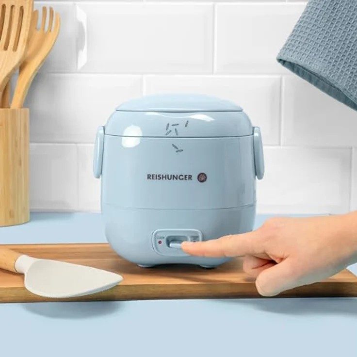 Reishunger Mini Reiskocher, hellblau | 0,3 L - 1-2 Portionen | hochwertige Keramikbeschichtung - Premium Topf | Handliche Größe für kleine Haushalte und unterwegs – Bild 2