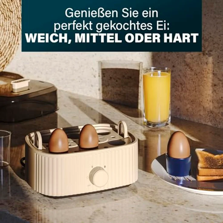 PRINCESS Eierkocher 262047, 6 Eier, 300 W, Wave Design, für hart, mittel oder weich gekochte Eier – Bild 5