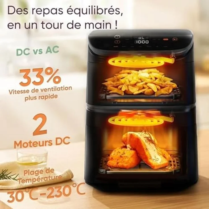 Cosori Turbo Tower DC121, Luftfritteuse mit 10,8L Doppelkorb und 2630W, Dunkelgrau – Bild 6