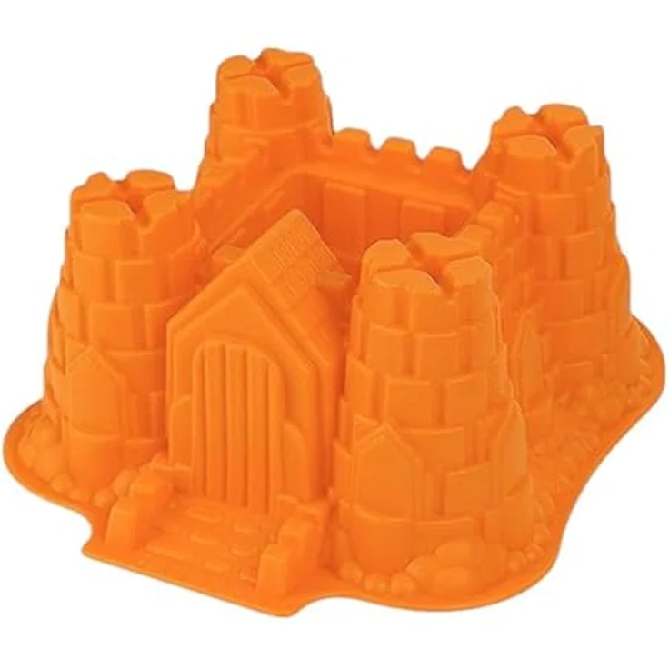 GMMH Original Silikonbackform XXL Burg Kuchen Backform Kuchenform Brotbackform Obstbodenform (orange) – Bild 3
