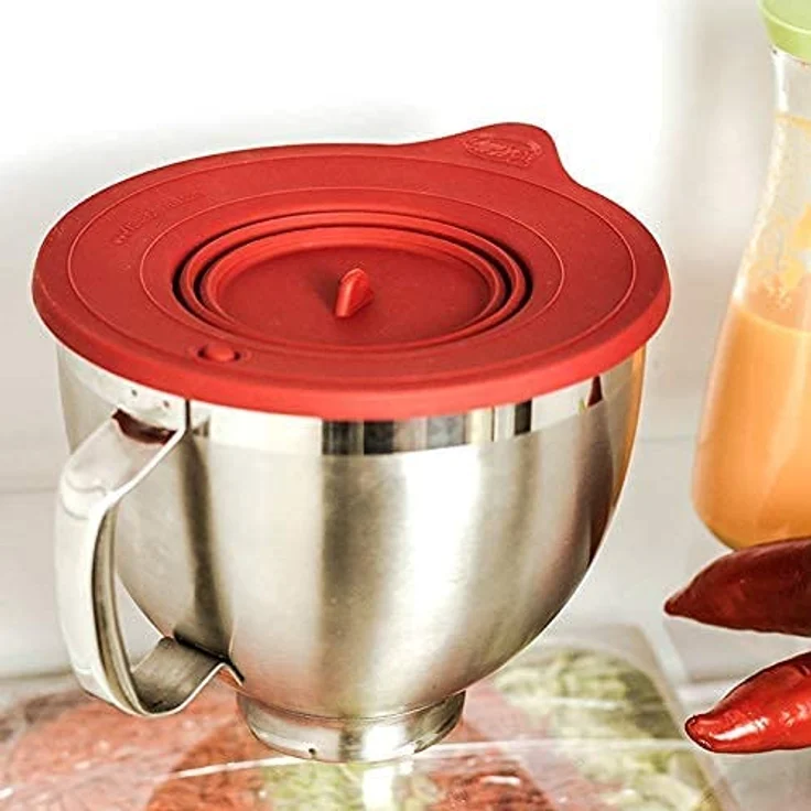 Frischhaltedeckel Überzieher Rührschüssel Silikon Deckel spülmaschinenfest | Zubehör Kompatibel mit KitchenAid* Rührschüsseldeckel mit Airlock-Ventil für 3l 4,3l 4,8l Schüssel Kochen Backen – Bild 4
