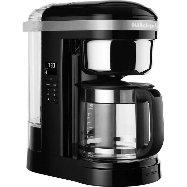 KitchenAid Filterkaffeemaschine 5KCM1209EOB ONYX BLACK, 1,7l Kaffeekanne, goldfarbener Permanentfilter, Drip-Kaffeemaschine mit spiralförmigem Wasserauslass