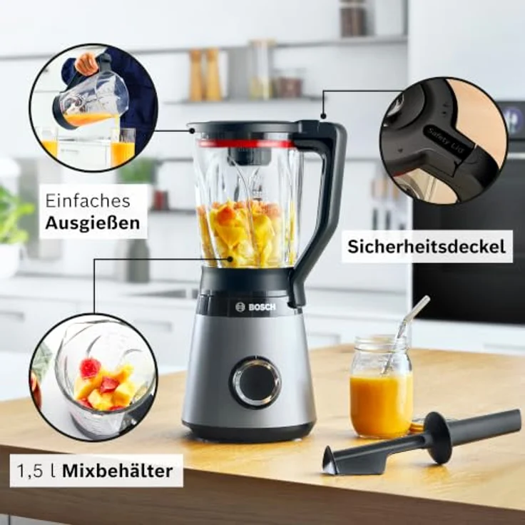 Bosch Serie 4 MMB4192S, Standmixer mit 1,5 l, 1200 W, Pulsfunktion, Schwarz/Graphit/Transparent – Bild 3