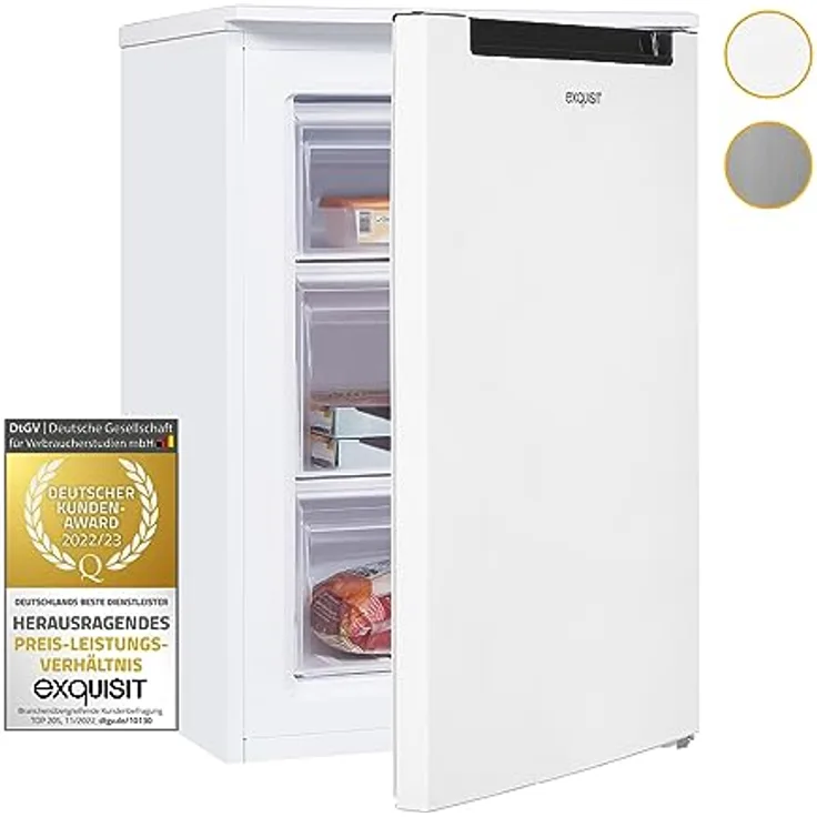 Exquisit Gefrierschrank GS581-040C weiss | Tiefkühlschrank klein 87 l Nutzinhalt | 4 Sterne Gefrieren | Gefrierschrank klein | 55 cm Breite