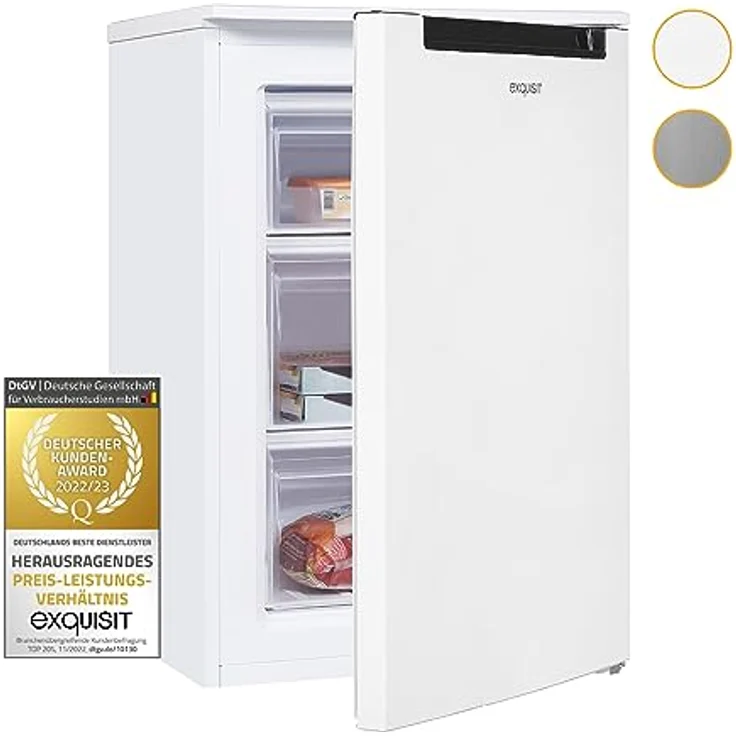 Exquisit Gefrierschrank GS581-040C weiss | Tiefkühlschrank klein 87 l Nutzinhalt | 4 Sterne Gefrieren | Gefrierschrank klein | 55 cm Breite – Bild 1