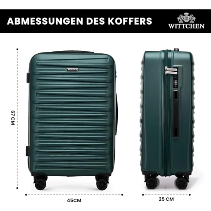 WITTCHEN Skyspeed Line Medium Koffer, Hartschalenkoffer aus ABS mit Kombinationsschloss und Teleskopgriff, Grün, 67x45x26 cm, 3,6 kg – Bild 2