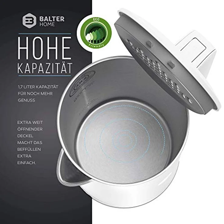 Balter Wasserkocher WK-4, 1,7 L, kabellos, doppelwandig, weiß – Bild 4