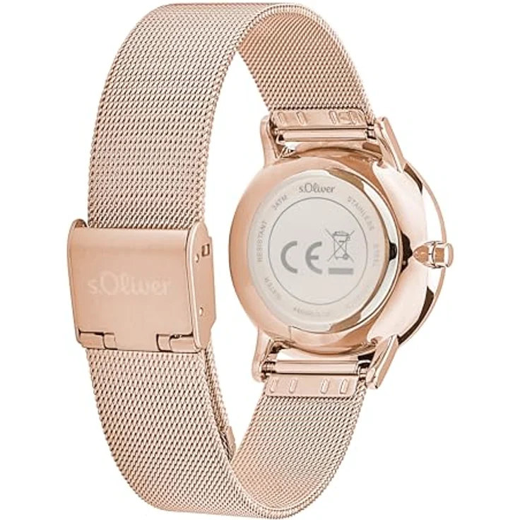 s.Oliver Classic Mesh Medium, Quarzuhr für Damen mit silbernem Edelstahlarmband und weißem Ziffernblatt, 16 mm Gehäusedurchmesser – Bild 3