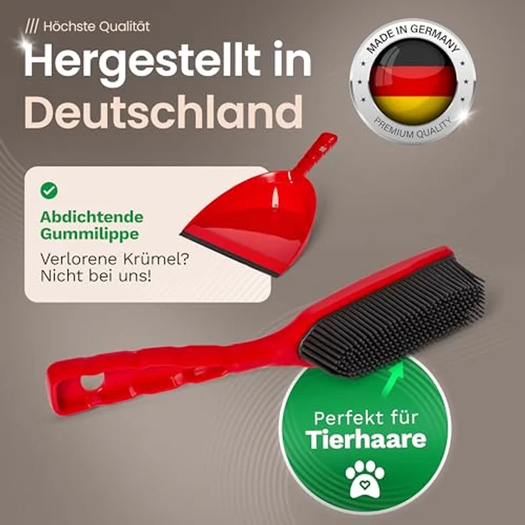 Novaliv 2X Schaumstoffbesen Kehrgarnitur, Handfeger und Kehrblech für Tierhaare, schwarz, vielseitig für Teppich, Laminat und Fliesen – Bild 5