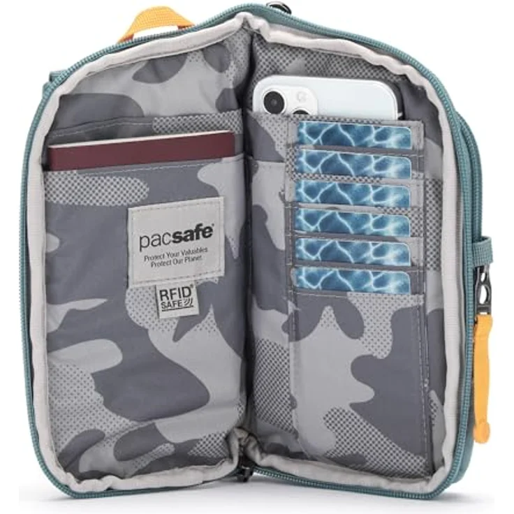 Pacsafe GO anti-theft Tech Mini Bag Umhängetasche RFID, 12 cm, blau, 100% Polyester – Bild 6