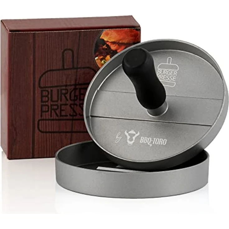 BBQ-Toro Aluminium Burgerpresse | Ø 11,8 cm | Grau | Fleischformer | Hamburgerformer mit Antihaftbeschichtung | für BBQ, Grill und Küche | Hamburgerpresse, Burgerpattypresse, Frikadellenformer – Bild 1