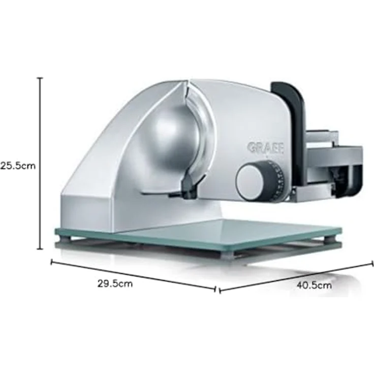 Graef M20EU Allesschneider 170W, inkl. MiniSlice-Aufsatz, Moment- und Dauerschalter, 170 mm, glattes, durchgehärtetes Vollstahlmesser, 20 mm Schnittstärke, Edelstahl, silber  – Bild 10
