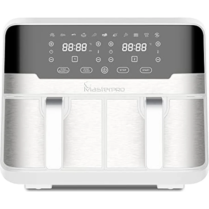 MasterPRO Rocket Duo 900 | Hot Air Fryer Double | White | 9L Capacity and 2100W Power | LED Touch Screen and Non-Stick Basket | Fryer | 11 Functions in 1 – Bild 1