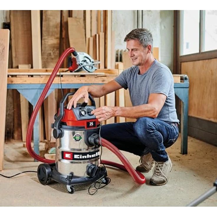Einhell TE-VC 2580 SACL, Nass-Trockensauger mit 1100 W, 200 mbar Saugleistung, 25 L Behälter, HEPA-Filter und Automatiksteckdose, inkl. Zubehör – Bild 2