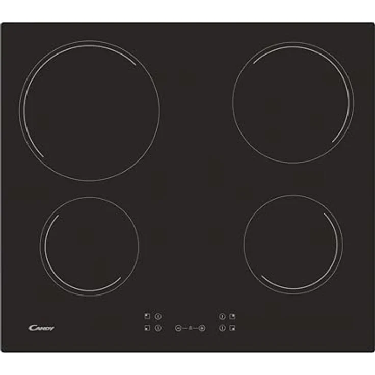 Candy Idea CH64CCB 4U2 Glaskeramik-Kochfeld, 4 Feuer, 60 cm, 10 Leistungsstufen, 6,5 kW, Zentralsteuerung, Heizanzeige, Sicherheitsschloss, Warnung bei Überhitzung und Verschütten, Schwarz – Bild 1