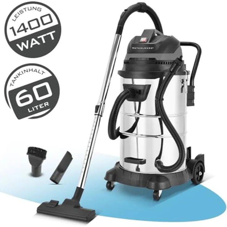STAHLWERK VCL-1400 ST, Nass- und Trockensauger mit 1400 W, 60 L Metallbehälter, Blasfunktion, Staubschüttelfunktion und Sicherheitsabschaltung – Bild 2