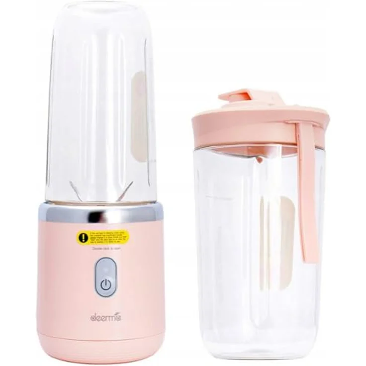 Deerma NU05 Smoothiemaker, 140 Watt, 0,4 l, Eis-Crusher, pink, silber – Bild 4