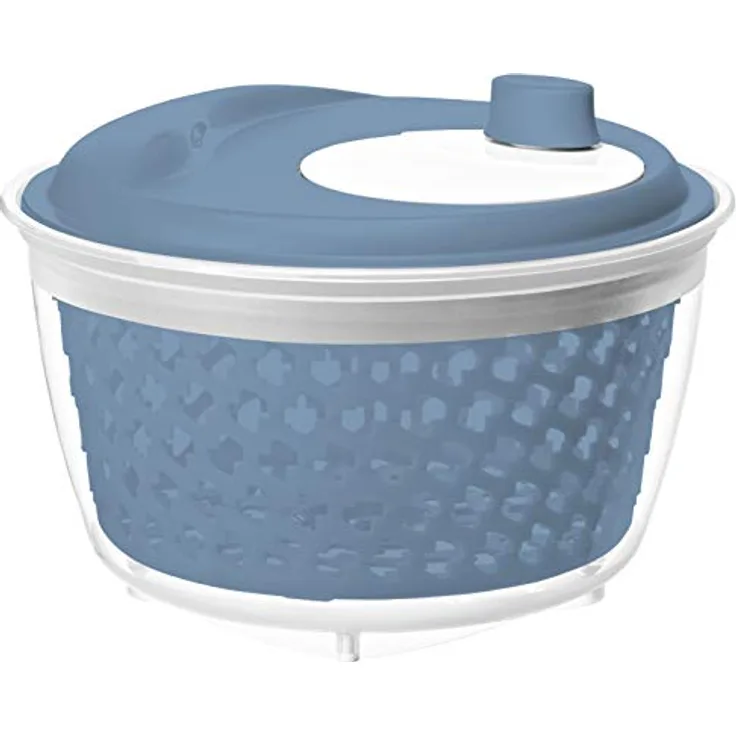 Rotho 1722406161 Fresh Salatschleuder, Kunststoff (PP) BPA-frei, blau/transparent, 4,5l (25,0 x 25,0 x 16,5 cm)