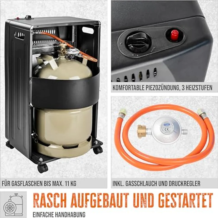 Güde GGH 4200 K Gasheizer, mobiler Bauheizer mit 3 Heizstufen, Piezozündung und thermischer Sicherung – Bild 3