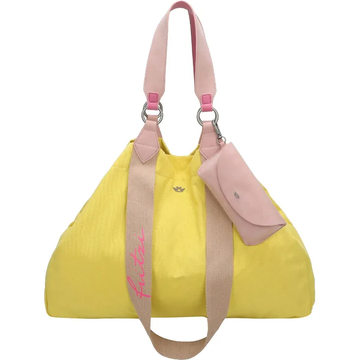 Fritzi aus Preußen Izzy Canvas Shopper 45 cm, Gelb - Einkaufstasche mit geräumigem Innenraum und praktischem Sonnenbrillenetui