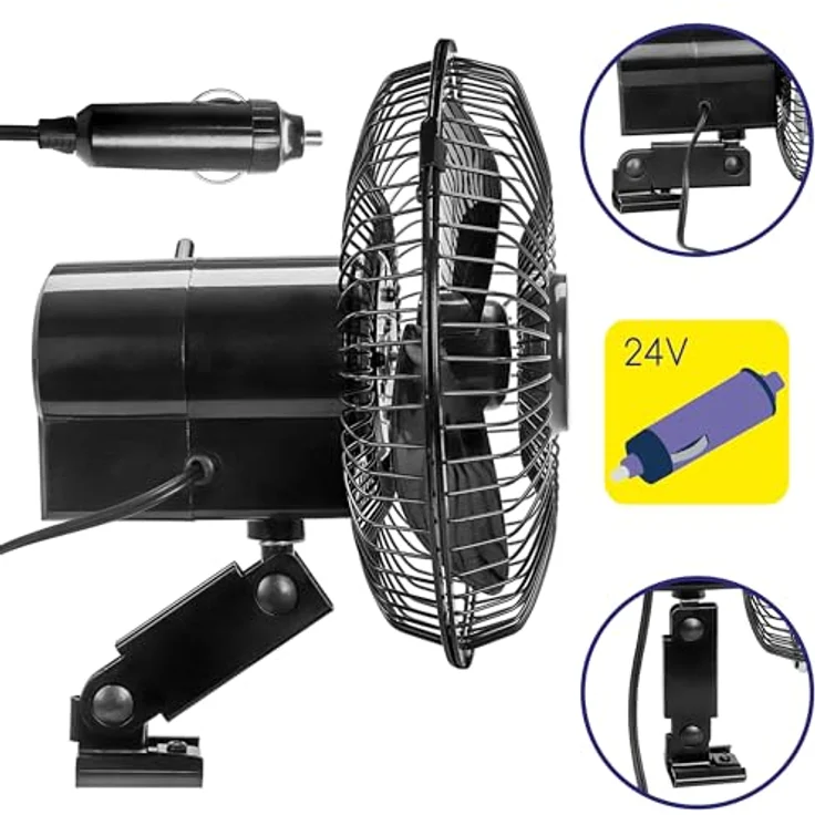 alca Handventilator Fahrzeugventilator 24 V, Metall mit Rotation & Schraubbefestigung für Nutzfahrzeuge – Bild 2