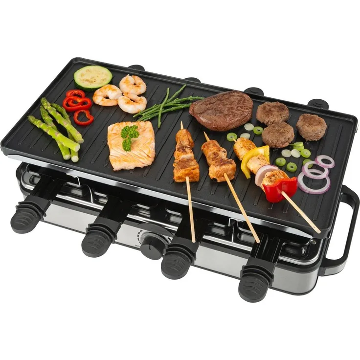 Bourgini Gourmette Raclette Pura, Racletteofen, Schwarz mit vielseitigen Grillplatten