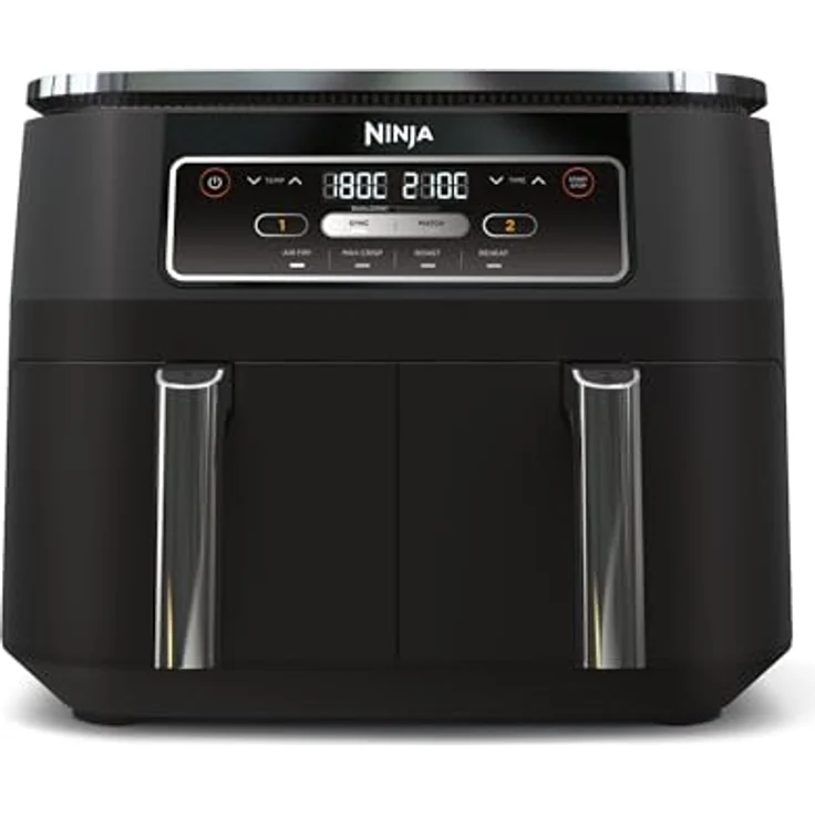 Ninja Foodi Dual Zone Airfryer AF200EU Heißluftfritteuse, 2 Fächer, 7,6 l, 4-in-1, ohne Öl, Max Crisp, Braten, Aufwärmen, Schwarz – Bild 1