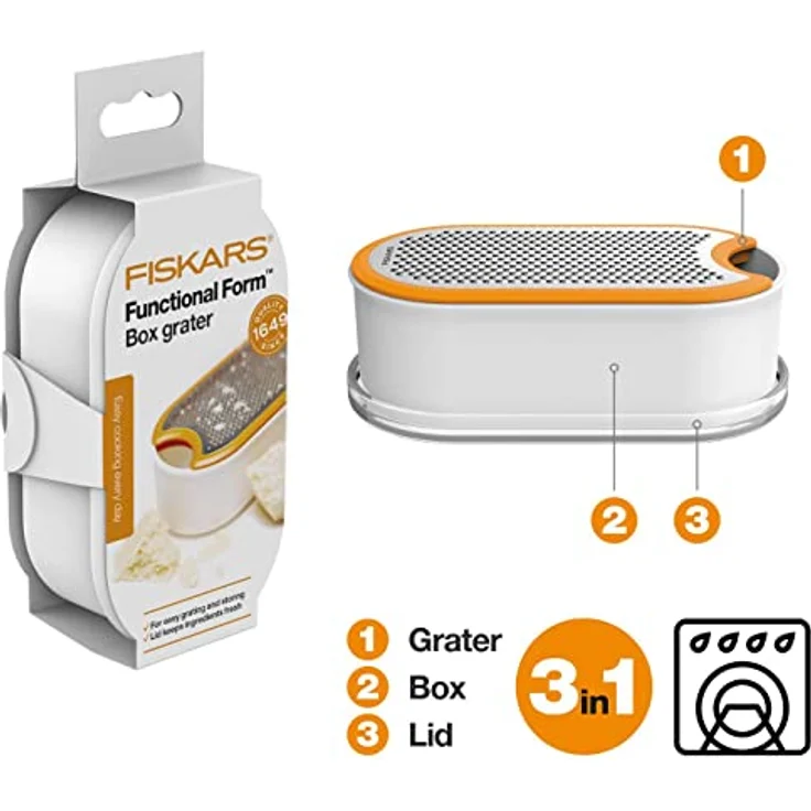 Fiskars Handreibe mit Behälter, Füllinhalt: 400 ml, Maße (LxBxH): 16,8 x 9,0 x 5,9 cm, Metall-Kunststoff, Functional Form, 1019530 – Bild 3