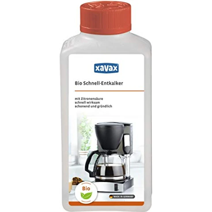 Xavax Bio Schnell-Entkalker 250 ml (auf Zitronensäure-Basis, flüssig, z.B. für Kaffeevollautomaten, Wasserkocher, Espresso-/Kaffeemaschinen, Edelstahl Oberflächen etc) Entkalkungsmittel – Bild 1