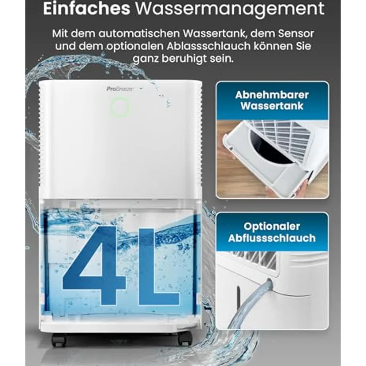 Pro Breeze OmniDry Luftentfeuchter, 20L Entfeuchtungsleistung in 24h, smarte App & WLAN, 4L Wassertank, Wäschemodus, leise mit 36dB – Bild 3