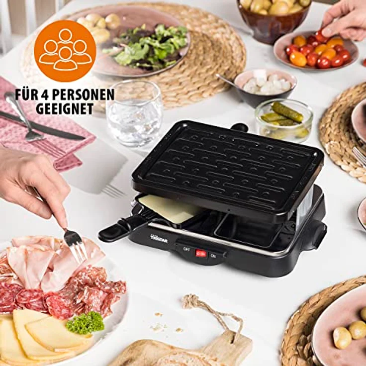 Tristar Raclette Grill- Tischgrill für bis zu 4 Personen ? mit Ein-- Ausschalter und 4 Pfännchen, RA-2949 – Bild 4