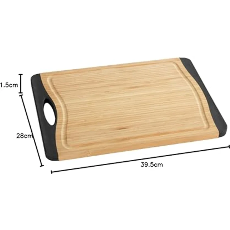 Wenko Schneidebrett Bambus Anti-Rutsch L - Küchenbrett, Schneidbrett mit Saftrille und Griff, klingenschonend, Bambus, 39,5 x 1,5 x 28 cm, braun – Bild 11