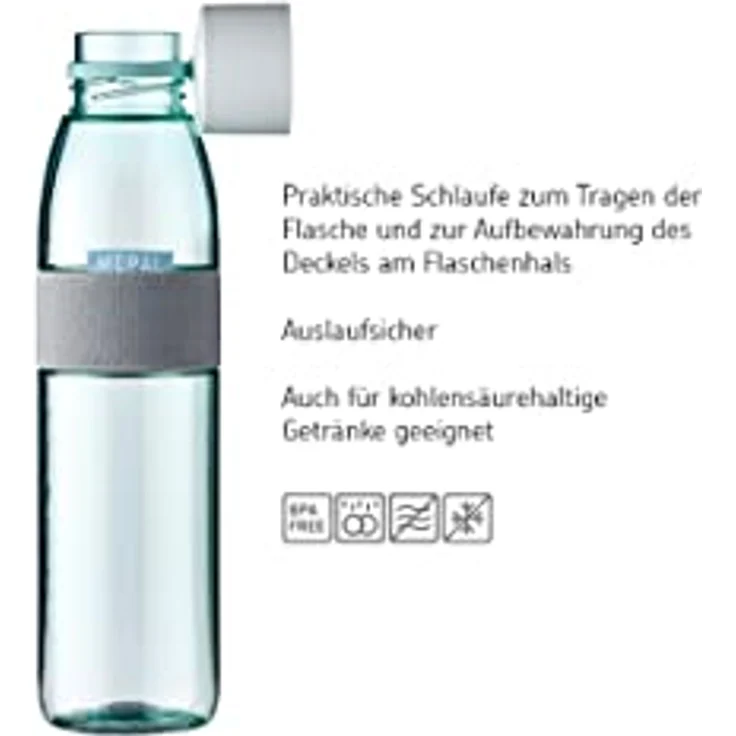 Mepal Trinkflasche Ellipse Nordic sage – 500 ml Inhalt – auch für kohlensäurehaltige Getränke – bruchfestes Material-auslaufsicher-Spülmaschinengeeignet – Bild 2